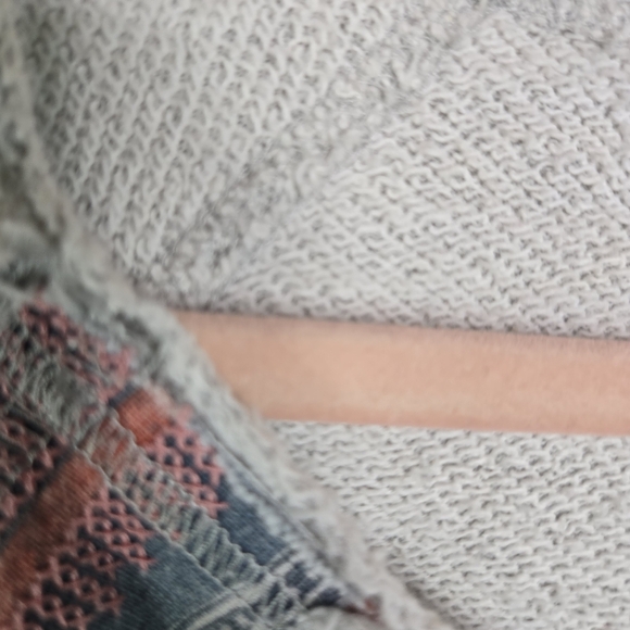 Free People Aztec Southwestern Mixed Fabric Sweatshirt Distressed - Picture 7 of 11